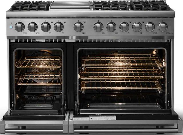 Viking® 5 Series 48" Stainless Steel Pro Style Dual Fuel (LP) Range with Polished Chrome Trim-1