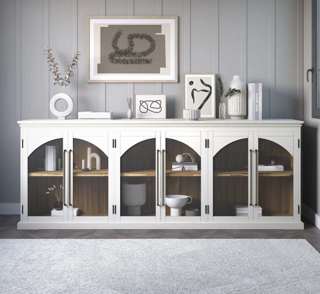 Jofran Inc. Archdale Antique White 6-Door Gothic Arch Accent Cabinet-1
