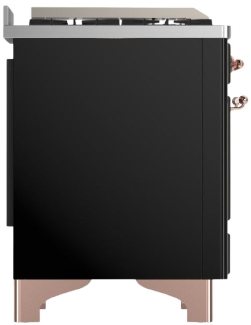 Ilve® Majestic III 36" Glossy Black Pro Style Dual Fuel Liquid Propane Range with Solid Door and Copper Trim-3