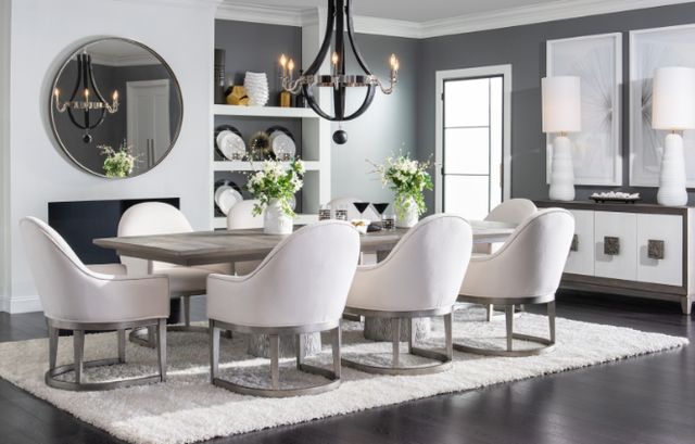 Legacy Classic Terra Luna Nightfall Rectangle Double Pedestal Dining Table with Silver Base-1