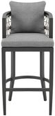 Armen Living Zella 2-Piece Gray Aluminum/Fabric Outdoor Barstool Set-2
