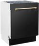 Zline Autograph Edition Tallac Series 24" Black Stainless Steel Top Control Built in Dishwasher with Polished Gold Handle-3