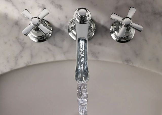 Brizo Rook® Polished Chrome 4" Widespread Lavatory Faucet with Channel Spout-2