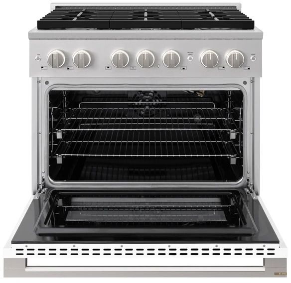 ZLINE Marino 36" Stainless Steel Pro Style Gas Range with White Matte Door-1