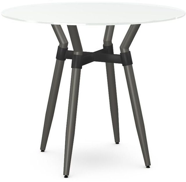 Amisco Customizable Link White Glass 36" Round Counter Height Table-0