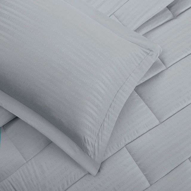Olliix by Intelligent Design Carson Grey Twin/Twin XL Reversible Plush to Heathered Micofiber Comforter Set-3