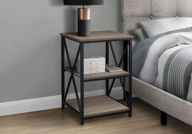 Monarch Specialties Inc. Dark Taupe 26"H Three Tier Black Metal Accent Table-2