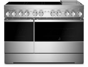 Front view of the JennAir® 48" Stainless Steel Freestanding Induction Range
