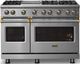 Viking® 5 Series 48" Stainless Steel Pro Style Gas (LP) Range with Brushed Brass Trim-4