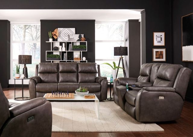Southern Motion™ Customizable Marquis Double Power Reclining Loveseat with Headrest, Console, Hidden Cupholders and Next Level-1