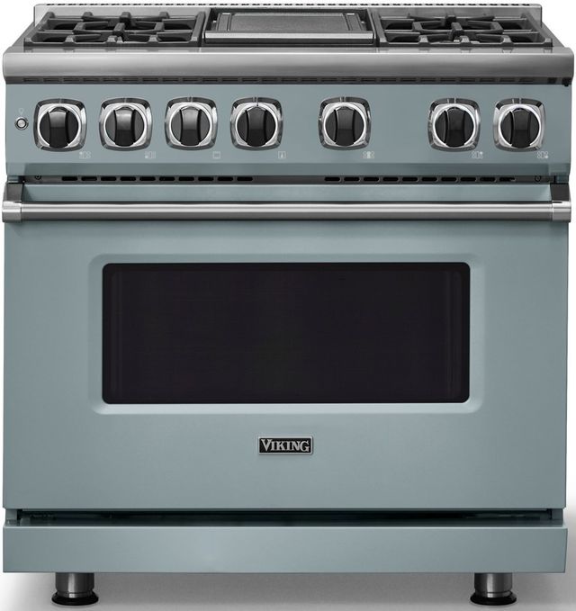Viking® 7 Series 36" November Sky Pro Style Dual Fuel Range with Griddle-2