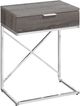 Monarch Specialties Inc. Dark Taupe 24"H Drawer Accent Table with Chrome Metal Base-0
