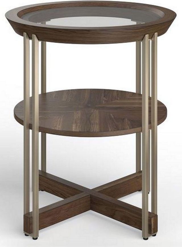 Magnussen Home® Elora Glass Top Round End Table with Walnut Frame-0