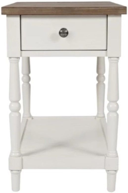 Jofran Inc. Grafton Farms Antique White Power Chairside Table-1