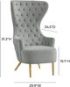 TOV Furniture Jezebel Gray Velvet Wingback Accent Chair-2