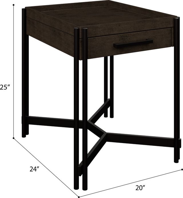 Emerald Home Huron Dark Cocoa Chairside End Table with Black Base-2
