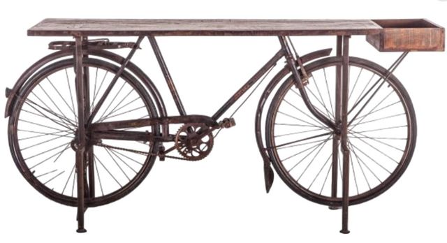 Home Trends & Design Industrial Teak Natural Patina/Walnut Console Table-0