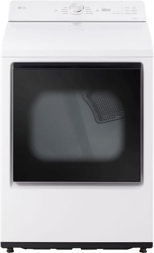 Front view of the LG 7.3 Cu. Ft. Alpine White Front Load Electric Dryer