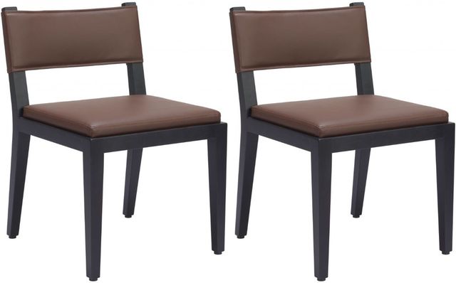 Zuo® Modern Roxas 2-Piece Black/Brown Dining Side Chair Set-0