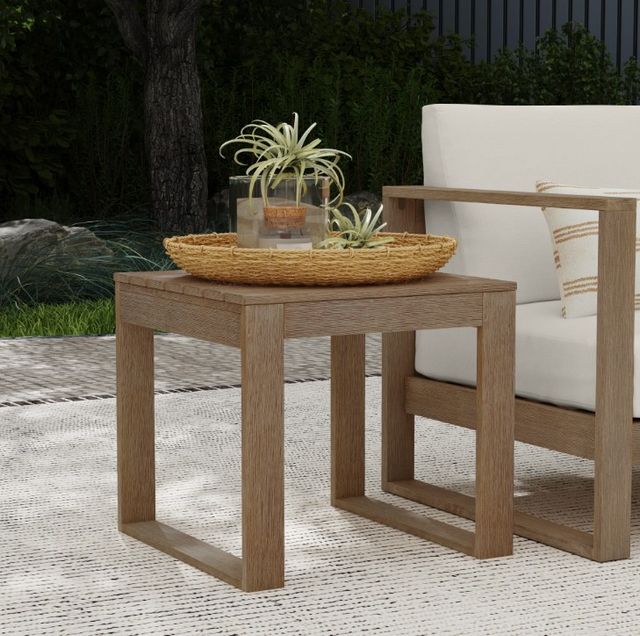 Linon Brinley Brown Eucalyptus Outdoor Side Table-1