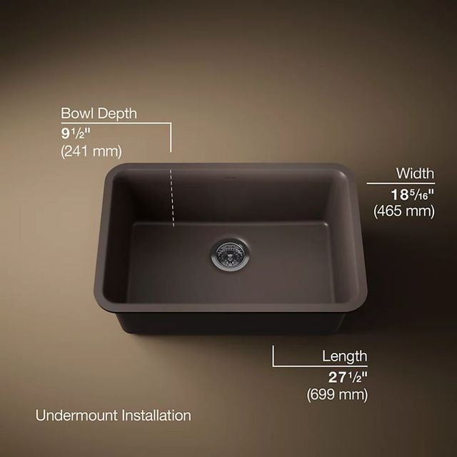 KOHLER® Cairn® Matte Brown 28" Undermount Single-Bowl Kitchen Sink-2