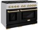 ZLINE Autograph Edition Paramount 48" Stainless Steel Pro Style Dual Fuel Range with Black Matte Door and Polished Gold Accents-2