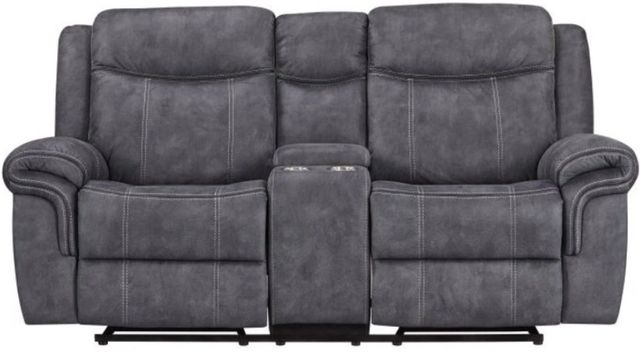 American Wholesale Furniture Knoxville Gray Manual Reclining Gliding Console Loveseat-0