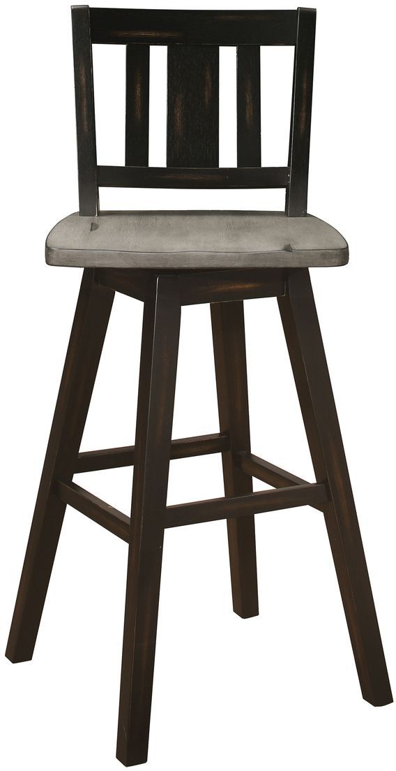 Mazin Furniture Amsonia Black/Distressed Gray Swivel Bar Chair-2