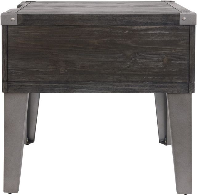 Signature Design by Ashley® Todoe Dark Gray End Table with Silver Base-2