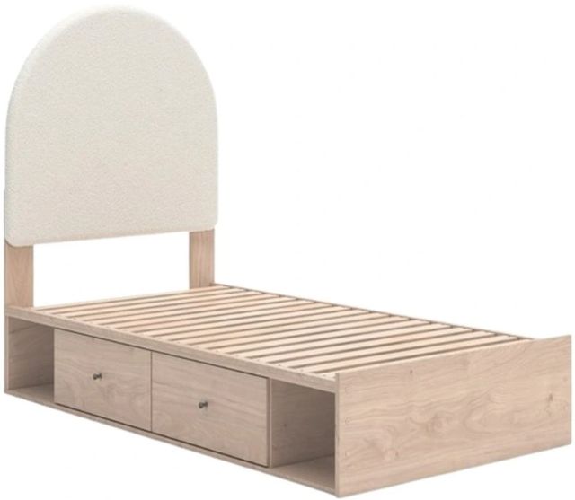 Signature Design by Ashley® Arloster Tan/White Twin Upholstered Panel Storage Bed-2