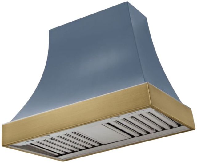 AGA Cascade 36" Stone Blue Wall Mounted Range Hood  with Antique Brass Trim-0