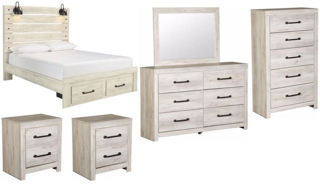 Signature Design by Ashley® Cambeck 6-Piece Whitewash Queen Storage  Panel Bed Set-0