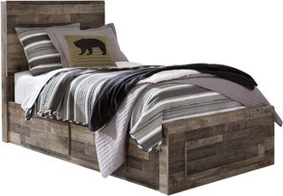 Benchcraft® Derekson Multi Gray Twin Panel Bed with 2-Drawers Storage