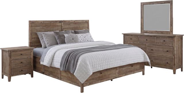 Jofran Inc. Maxton 4-Piece Wash Brown King Panel Storage Bedroom Set-0