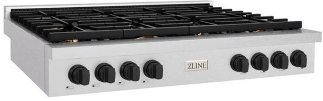 ZLINE Paramount Autograph Edition 48" Satin Stainless Steel Gas Cooktop with Matte Black Accents-1