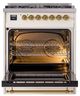 Ilve® Nostalgie II Noblesse 30" Antique White Pro Style Dual Fuel Range with Brass Trim-1