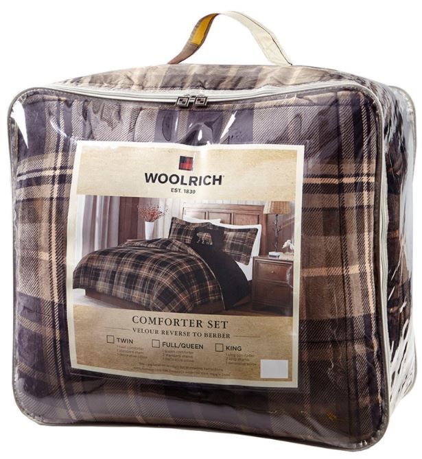 Olliix by Woolrich Alton Brown/Black King Plush to Sherpa Down Alternative Comforter Set-1