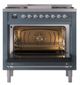 Ilve® Nostalgie II Noblesse 36'' Blue Gray Pro Style Dual Fuel Range with Chrome Trim-2