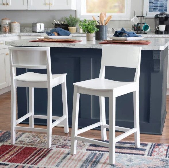 Linon Kentucky 2-Piece White Counter Stool Set-1