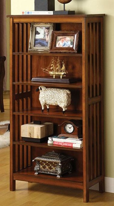 Furniture of America® Valencia Antique Oak Media Shelf-1