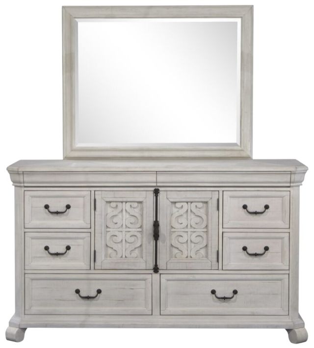 Magnussen Home® Bronwyn Alabaster/Toasted Nutmeg Dresser and Landscape Mirror-2