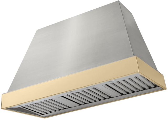 AGA Euclid 48" Stainless Steel Wall Mounted Range Hood  with Polished Brass Trim-0