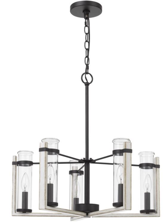 Cal® Lighting & Accessories Olivette Black/White Washed Chandelier-0