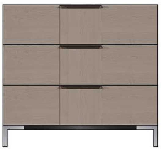 Country View Woodworking Customizable American Modern 36" 3-Drawer Black Bar Metal Legs Bedside Chest-0