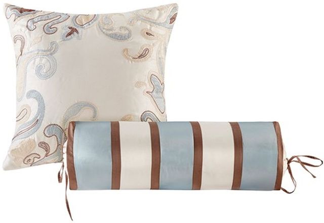 Olliix by Madison Park Blue Queen Aubrey 5 Piece Reversible Jacquard Bedspread Set-1