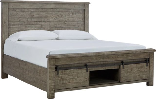 Signature Design by Ashley® Brennagan 5-Piece Gray Queen Storage Panel Bed Set-1