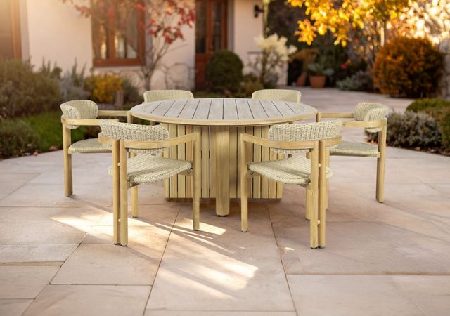 New Classic® Home Furnishings Sedona Brown/Natural Fabric/Wicker Outdoor Patio Dining Arm Chair-1