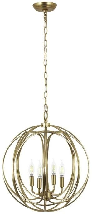 YHD Satin Brass 4-Light Chandelier-0