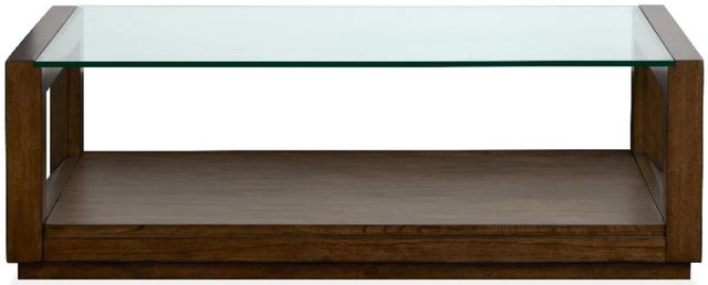 Magnussen Home® Sebastian Cinnamon Rectangular End Table with Glass Top and Casters-2