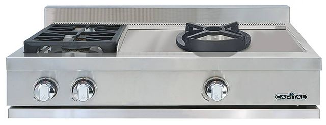 Capital Cooking™ Capital Chef 36" Stainless Steel Sealed Burner Gas Rangetop with Sealed Burner Wok-0